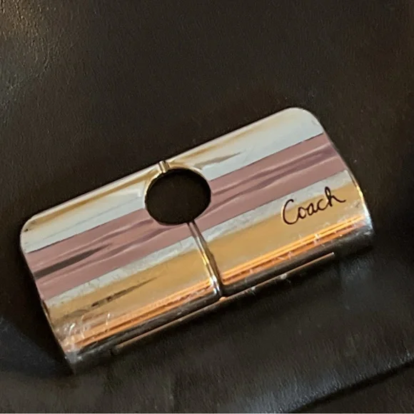 Coach black leather messenger crossbody bag shoulder silver hardware flap - Picture 7 of 16